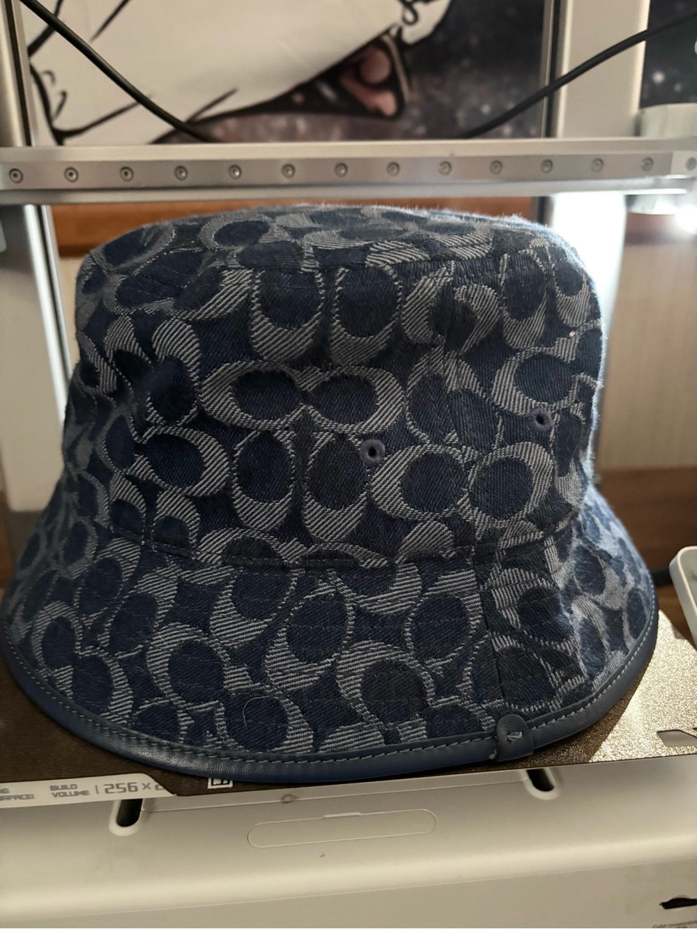 Coach Blue and Black Signature Bucket Hat
